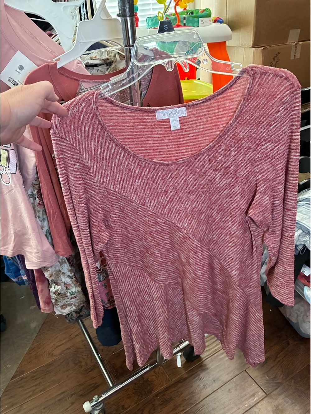 Dressbarn pink marled 3/4 sleeve top